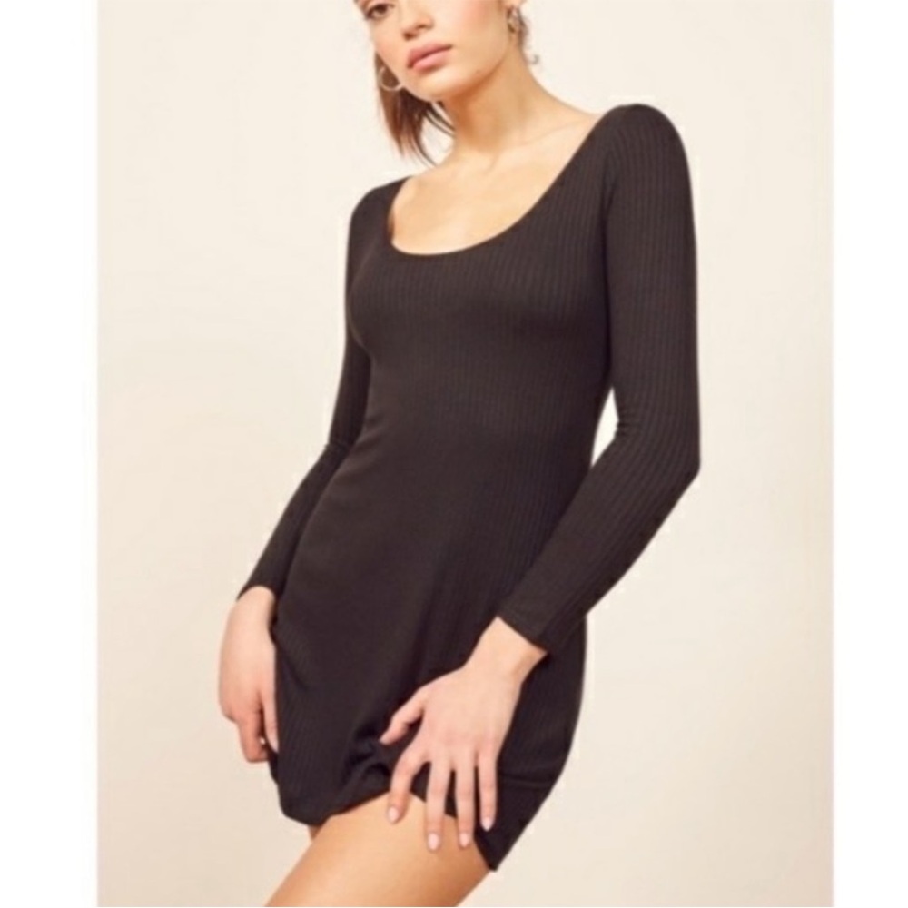 Reformation - Rosario black ribbed dress - Size Small